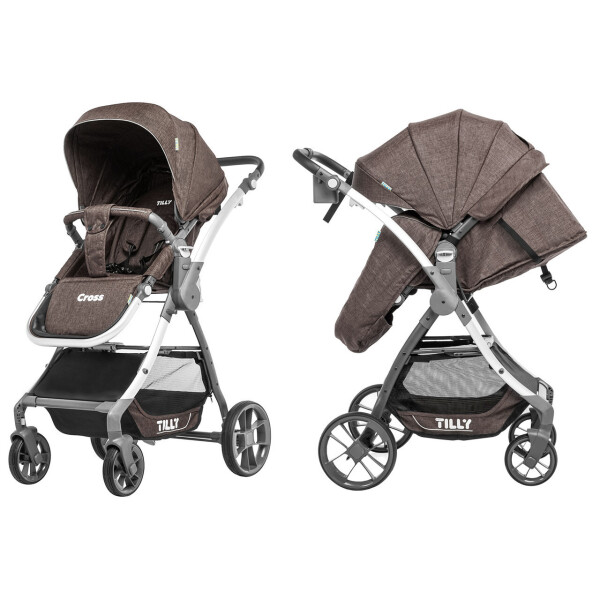 

Коляска прогулочная с реверсивным блоком TILLY Cross T-171 Brown в льне +дождевик