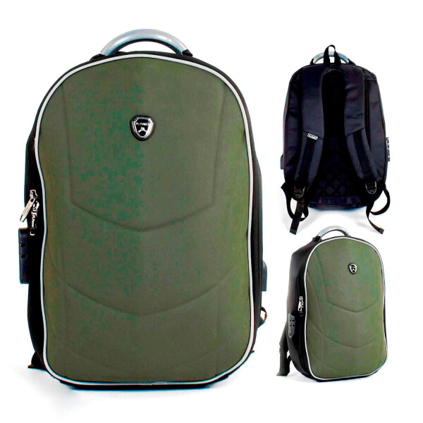 

Рюкзак Kimi защитный бампер usb кабель разъем для наушников кодовый замок Темно-зеленый