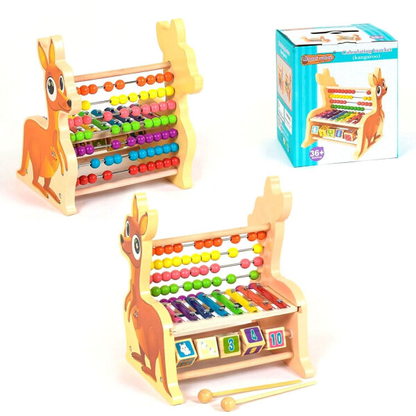 

Деревянный ксилофон-счеты кенгуру Kimi разноцветный