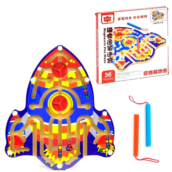 

Деревянный лабиринт на магнитах ракета Kimi разноцветный