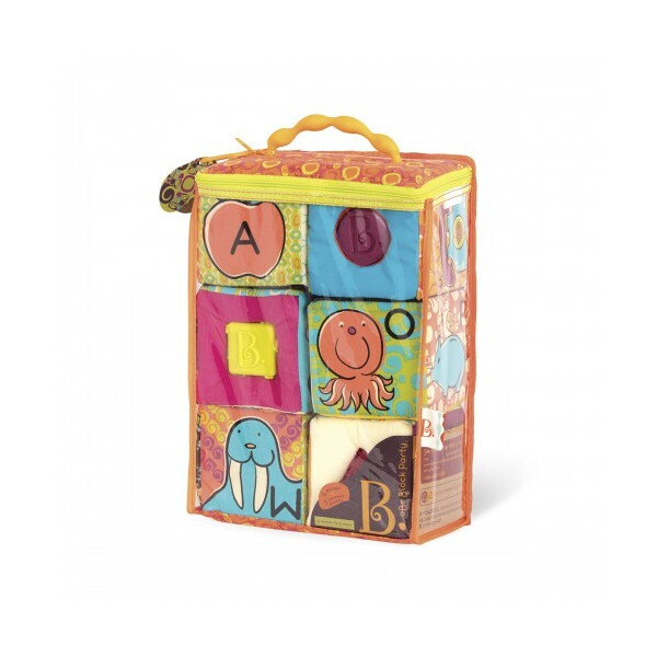 Развивающие мягкие кубики-сортеры ABC (6 кубиков, в сумочке, мягкие цвета)