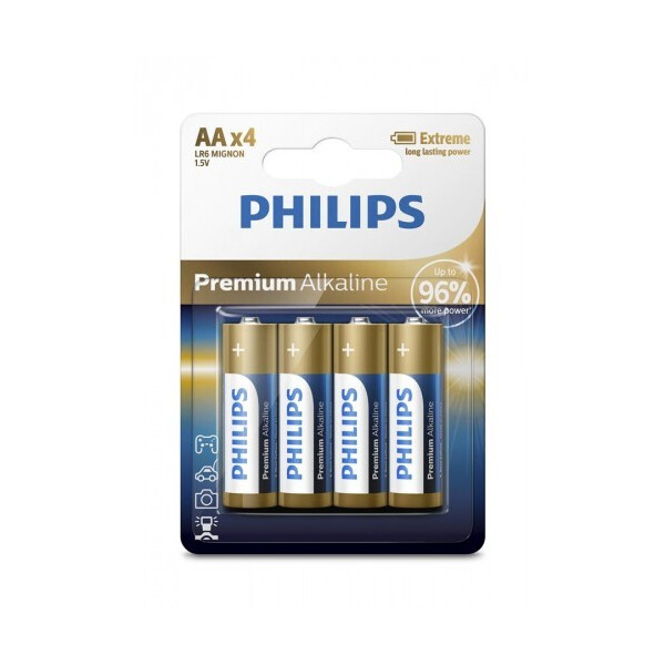 

Батарейка Philips Premium Alkaline AA BLI 4 (LR6M4B/10)