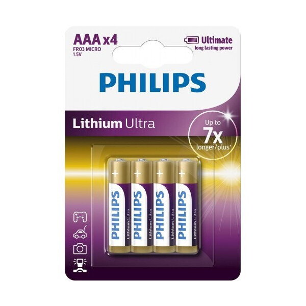 

Батарейка Philips Lithium Ultra AAA BLI 4 (FR03LB4A/10)