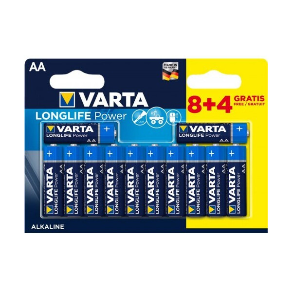 

Батарейка VARTA LONGLIFE Power AA BLI 12 (8+4) ALKALINE (04906121472)
