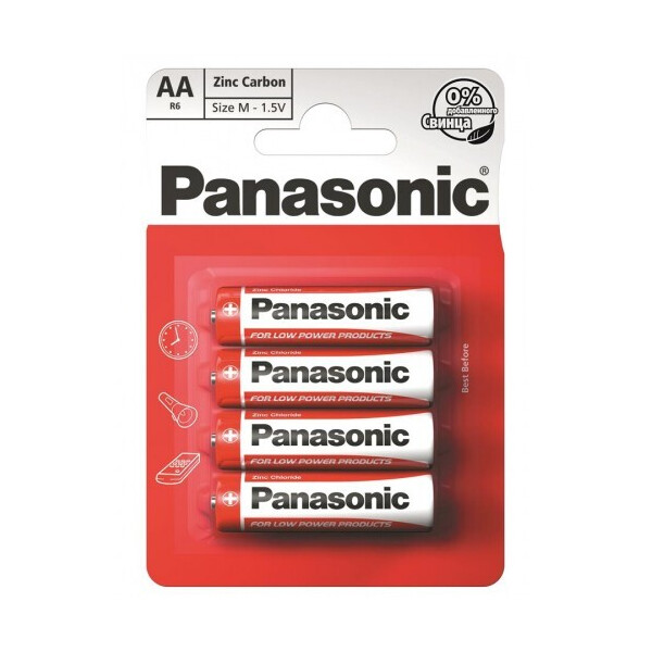 

Батарейка Panasonic RED ZINK R6 BLI 4 ZINK-CARBON (R6REL/4BPR)
