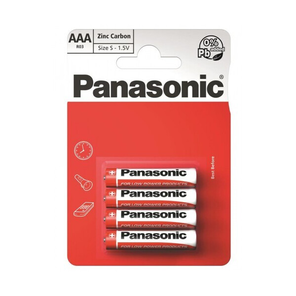 

Батарейка Panasonic RED ZINK R03 BLI 4 ZINK-CARBON (R03REL/4BP)