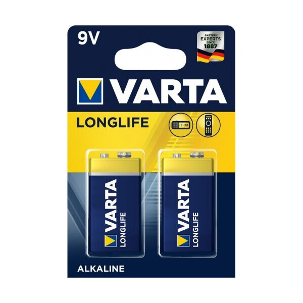 

Батарейка VARTA LONGLIFE 6LR61 BLI 2 ALKALINE (04122101412)