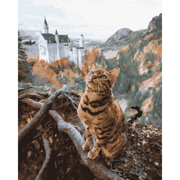 

Картина по номерам. Brushme Кот у замка Нойшванштайн GX29712