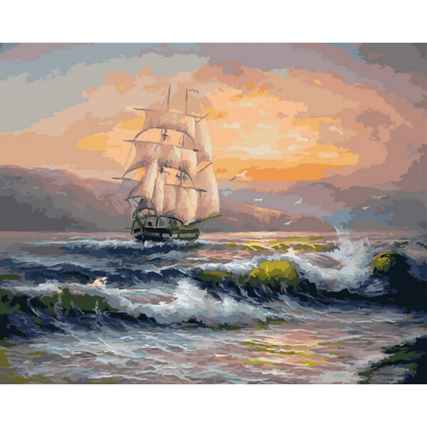 

Картина по номерам. Rainbow Art Корабль на волнах GX21652-RA