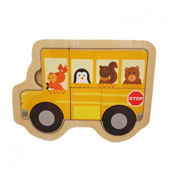 

Деревянная игрушка Пазлы MD 2283 (Жёлтый автобус)