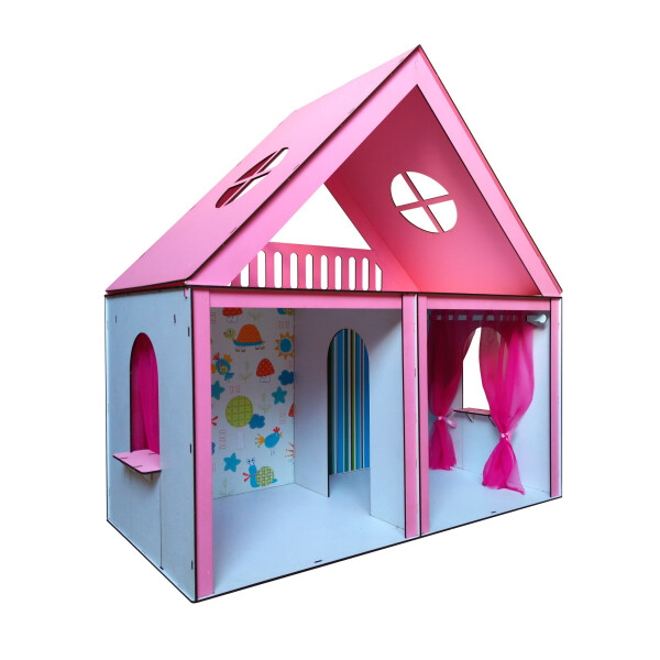 Акція на Кукольный ЭКО домик для кукол Барби (Barbie) Особняк + обои + шторки 68х34х68 см (3103) від Allo UA