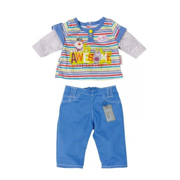 Акція на Детская Игровая Одежда для Куклы Бэби Борн Костюм для мальчика синий с серым 43 см Baby Born Zapf Creation від Allo UA