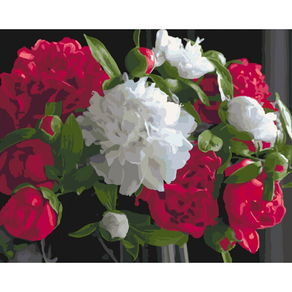 

Картина по номерам. Роскошные пионы 40*50см KHO3051