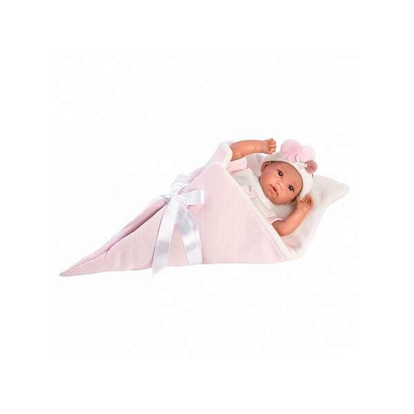 Акція на Детская Игровая Развивающая Испанская Кукла Llorens плачущая малышка в розовом одеяле 35 см из винила від Allo UA