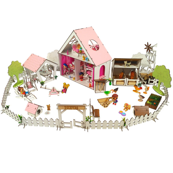 Акция на Кукольный Домик для кукол ЛОЛ + ферма + дворик с мебелью и текстилем LITTLE FUN 40х20х40 см (2123) от Allo UA