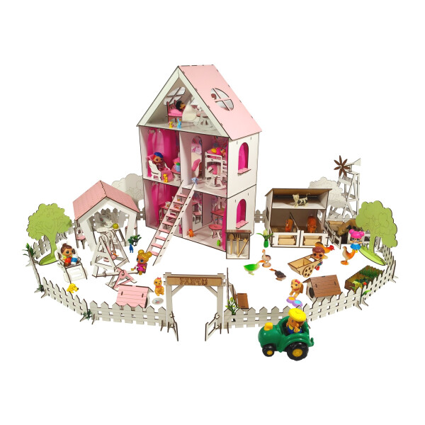 Акція на Кукольный Домик для кукол ЛОЛ + ферма + дворик с мебелью и текстилем LITTLE FUN maxi 40х20х62 см (2125) від Allo UA