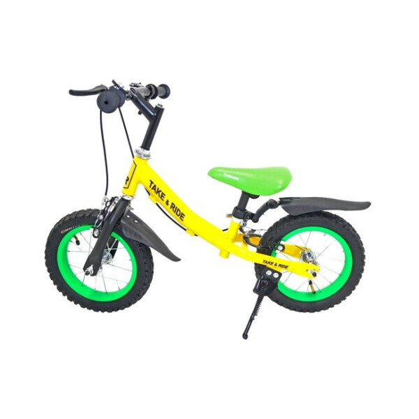 

Детский беговел Take&Ride на резиновых надувных колесах с ручным тормозом RB-40 Favorite желто-салатовый