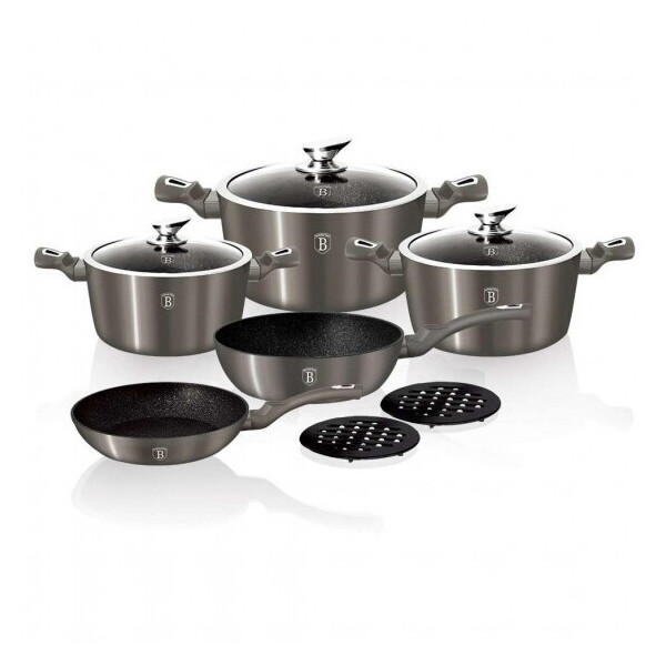 

Уникальный набор посуды Berlinger Haus Metallic Line Carbon Edition на 10 предметов (BH-1219N)