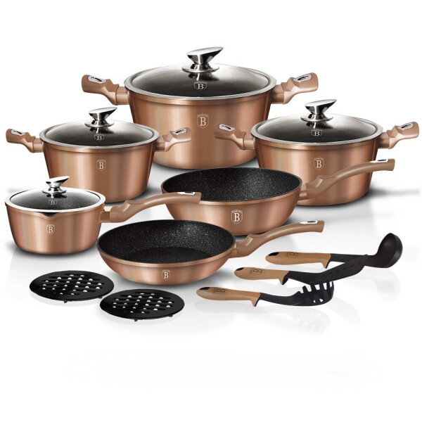 

Кованый Набор посуды Berlinger house BH 1224N Metallic Line ROSE GOLD Edition на 15 предметов