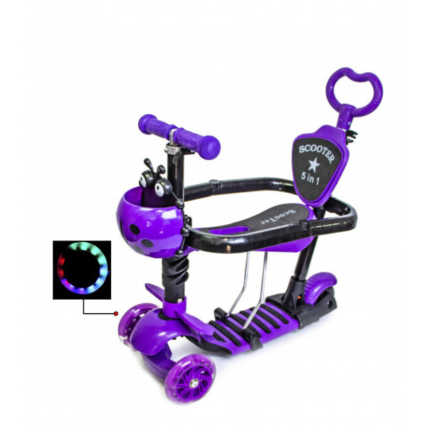 

Самокат с родительской ручкой и сидением i-Trike 5в1 с поясом безопасности (фиолетовый)
