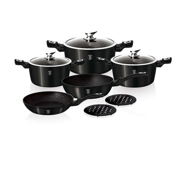 

Алюминиевый набор посуды 10 предметов Berlinger Haus Metallic Line Royal Black Edition BH-1663N с мраморным покрытием