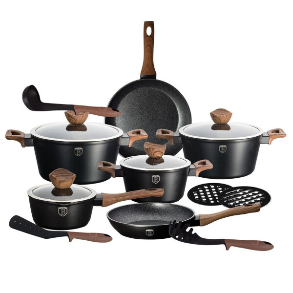 

Алюминиевый набор посуды 15 предметов Berlinger Haus Ebony Rosewood Collection BH-1537N с мраморным покрытием