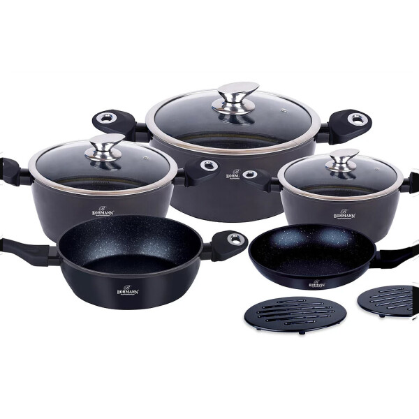 

Алюминиевый набор посуды 10 предметов Bohmann BH 40 BLACK с мраморным покрытием