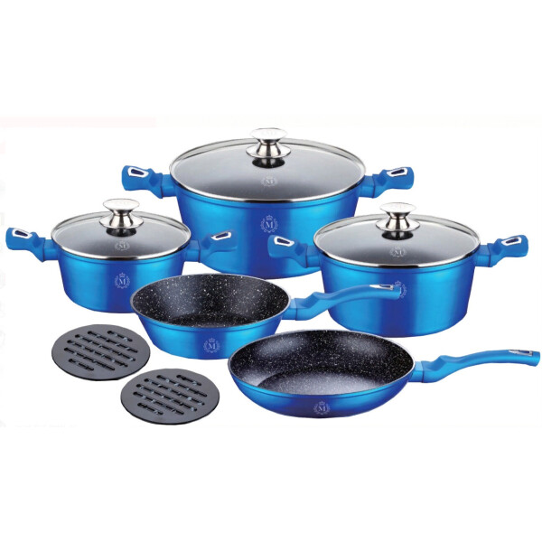 

Набор посуды Meisterklasse Royal Blue Edition Metallic Line MK-1044 на 10 предметов из литого алюминия