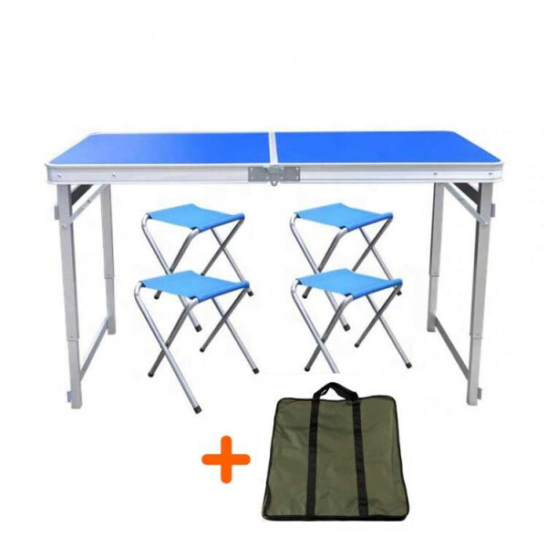 

Усиленный стол + чехол для пикника раскладной с 4 стульями Easy Camping (Синий)
