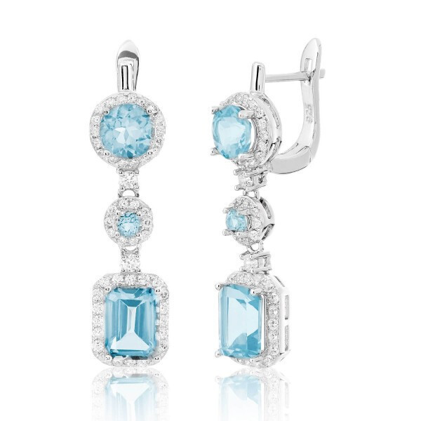 

Серебряные серьги с топазом Swiss blue