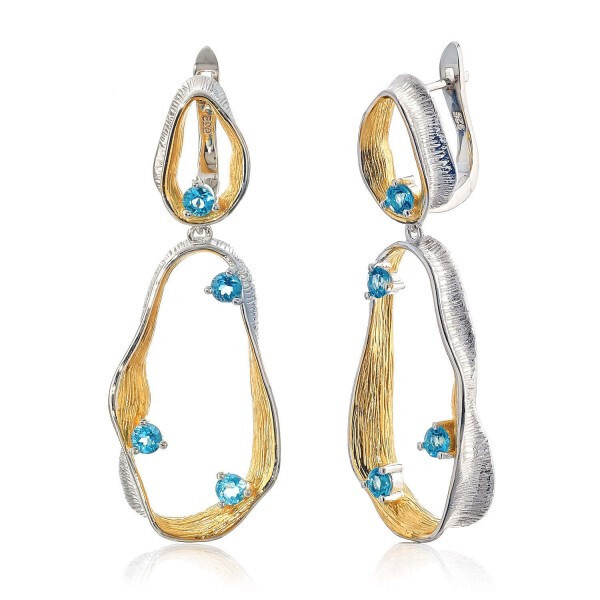 Серебряные серьги с топазом Swiss blue