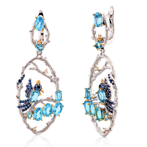 

Серебряные серьги с топазом Swiss blue