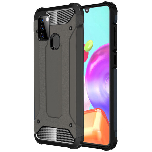 

Бронированный противоударный TPU+PC чехол Immortal для Samsung Galaxy A21s (Металл / Gun Metal) (927957)