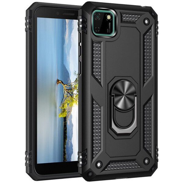 

Ударопрочный чехол Serge Ring магнитный держатель для Huawei Y5p (Черный) (930170)
