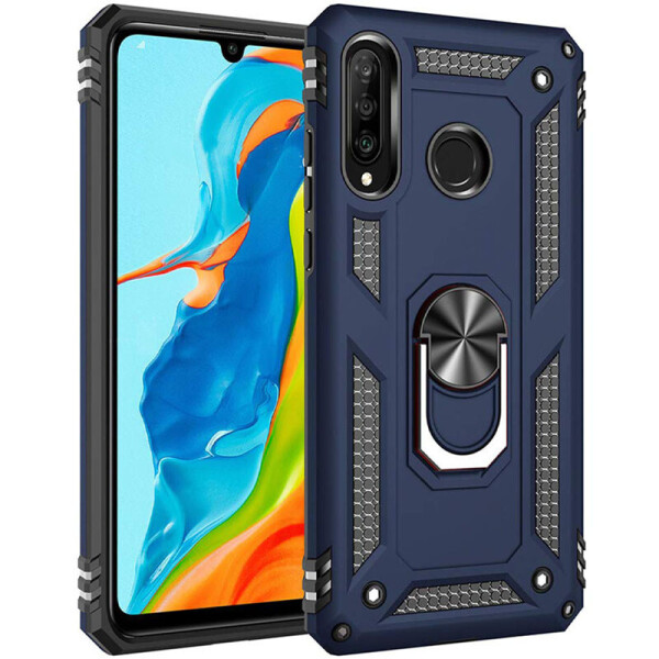 

Ударопрочный чехол Serge Ring магнитный держатель для Huawei Y6p (Темно-синий) (930194)