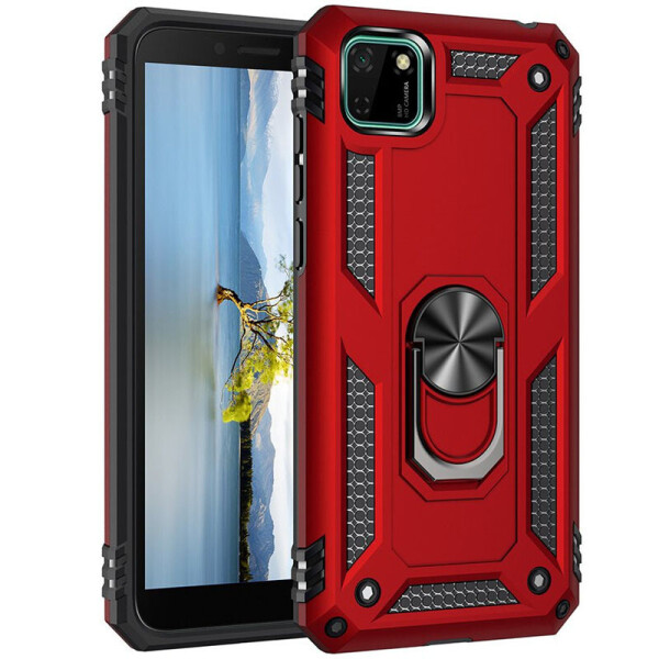 

Ударопрочный чехол Serge Ring магнитный держатель для Huawei Y5p (Красный) (930167)