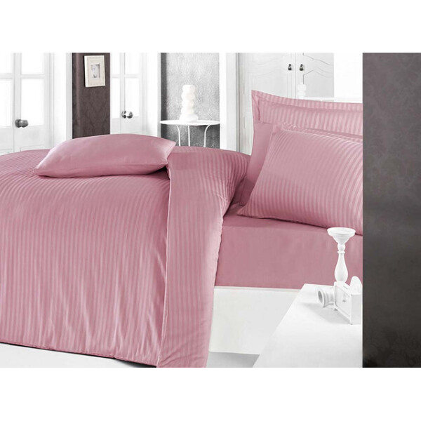 

Комплект постельного белья, Aran Clasy Stripe Pembe Евро 200х220 Турция