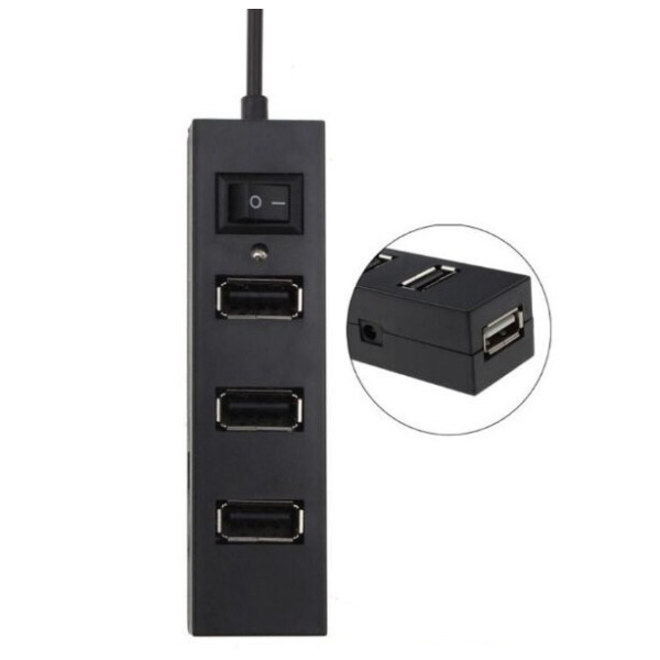 

Хаб USB 2.0 4 порта 480Mbts питание от USB Black