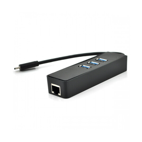 

Хаб Type-C алюминиевый, 3 порта USB 3.0 + 1 порт Ethernet, Black, Пакет
