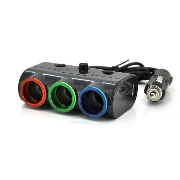 

АЗУ разветвитель Olesson 1523, 12V-3*12V+2*USB, Black, Blister