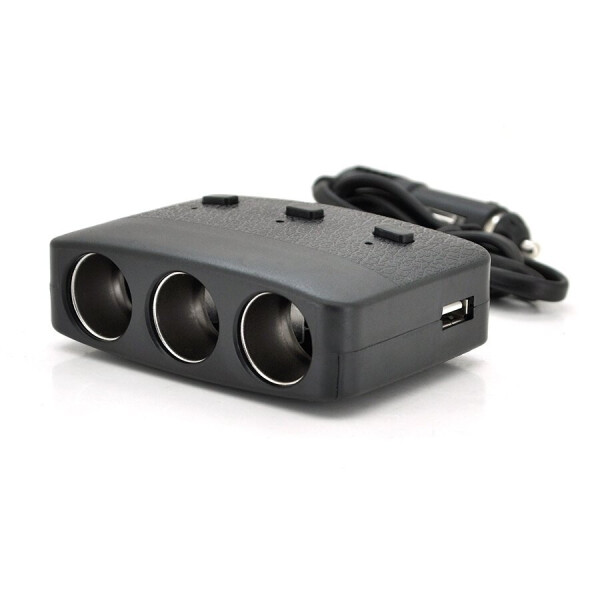 

АЗУ разветвитель Olesson 1636, 12V-3*12V+2*USB, Black, Blister