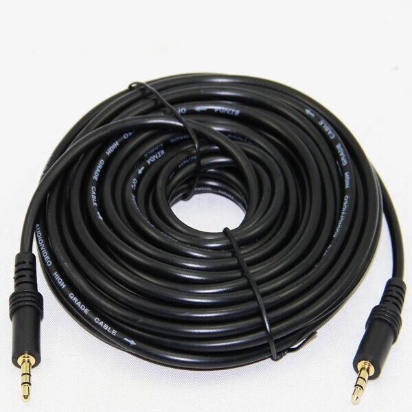 

Кабель AUX Audio DC3.5 папа-папа 1.5м GOLD Stereo Jack (круглый) Black