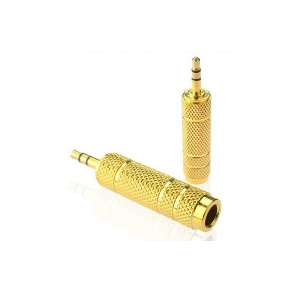 

конвертер Jack 3.5 (папа) / Jack 6.3 (мама) Stereo, Gold, металл,Q100