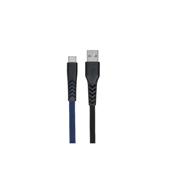 

Кабель 2E USB 2.0 AM to Type-C 1.0m Flat fabric urban Black/blue (2E-CCTT-1MBL)
