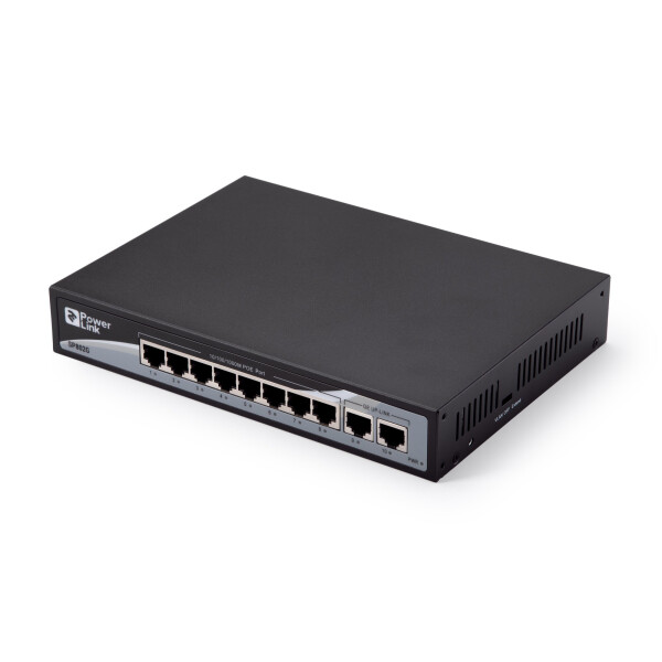 

2E Коммутатор PowerLink SP802G 10xGE (8xGE PoE, 2xGE Uplink, 150W), неуправляемый