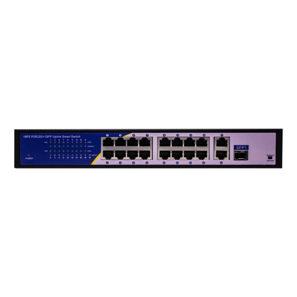 

Коммутатор сетевой POE Green Vision GV-010-D-16+2 PG+1 SFP