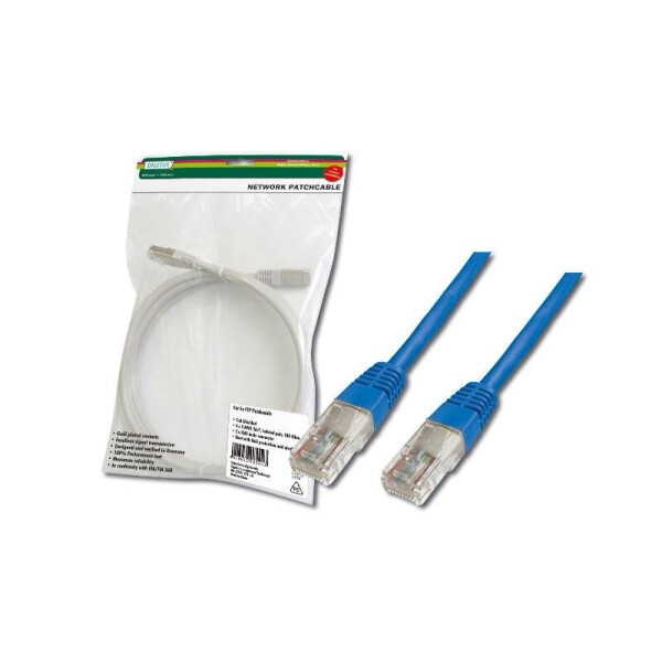 

Патч-корд DIGITUS CAT 5e UTP, 1м, AWG 26/7, синього кольору