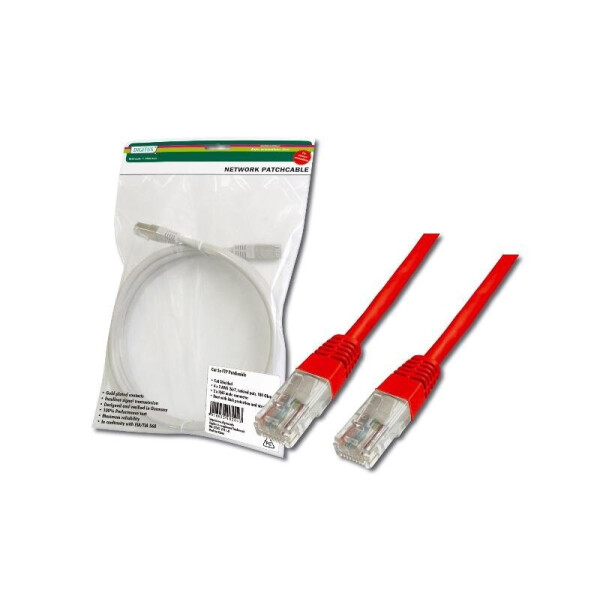 

Патч-корд DIGITUS CAT 5e UTP, 5м, AWG 26/7, червоного кольору