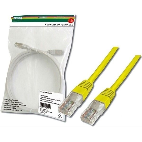 

Патч-корд DIGITUS CAT 5e UTP,5м, AWG 26/7, жовтого кольору