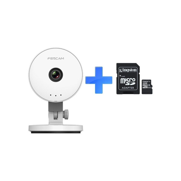 

IP камера Foscam C1 Lite+Kingston MicroSDHC 16GB Class 10 UHS-I+SD адаптер (SDCS/16GB)
